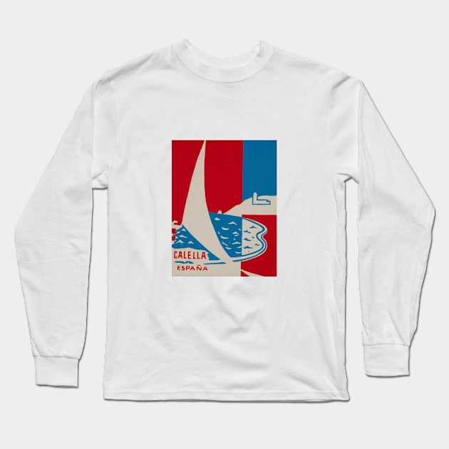 Barcelona Skyline Callella Beach Spain Long Sleeve T-Shirt by Tropical Blood